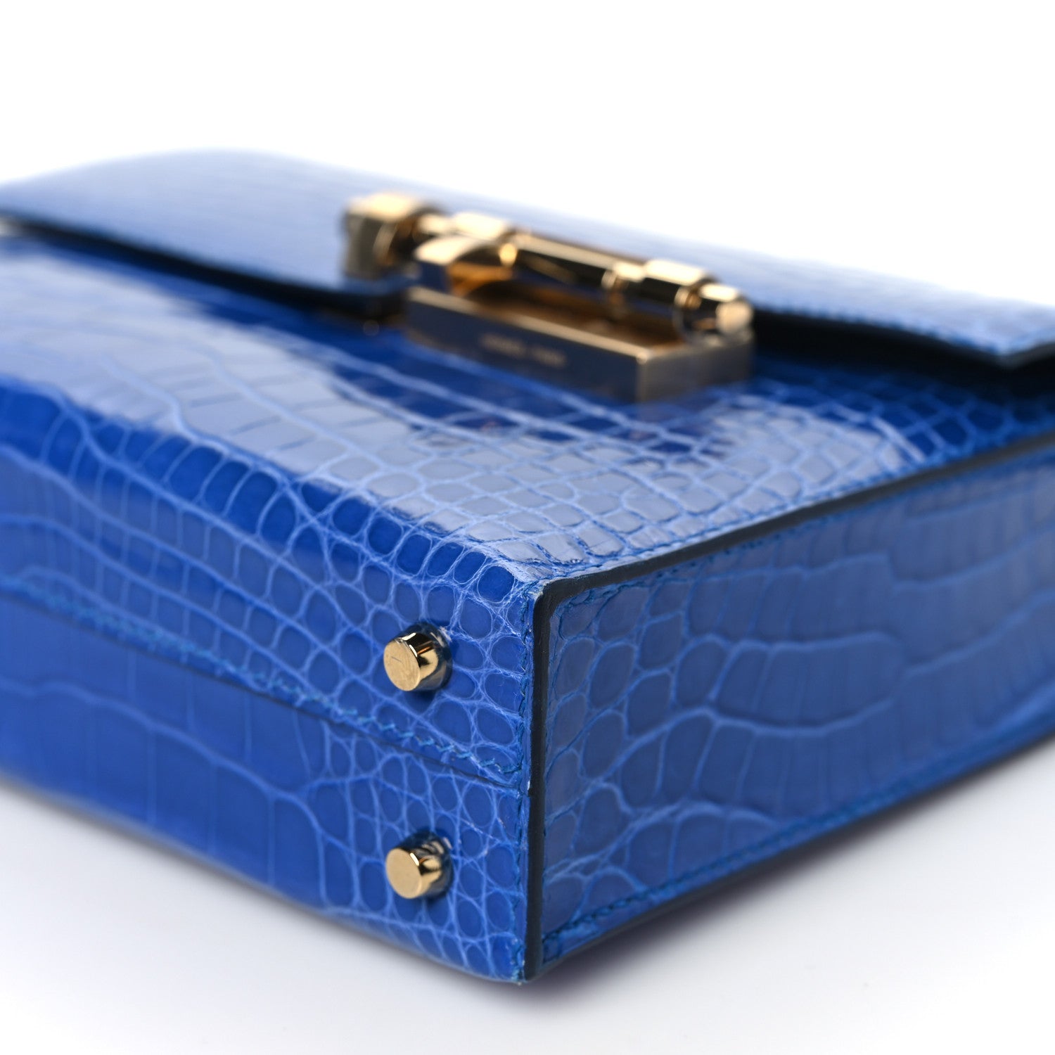 Hermes Shiny Alligator Mini Verrou Chaine Bag Bleu Electrique 10 of 11