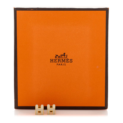 Hermes Gold Lacquered Mini Pop H Earrings Marron Glace 4 of 4