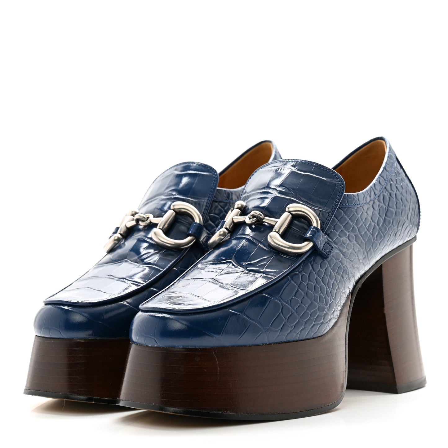 Croco Calf Lux Granada Kid Horsebit Platform Loafers 36 Royale