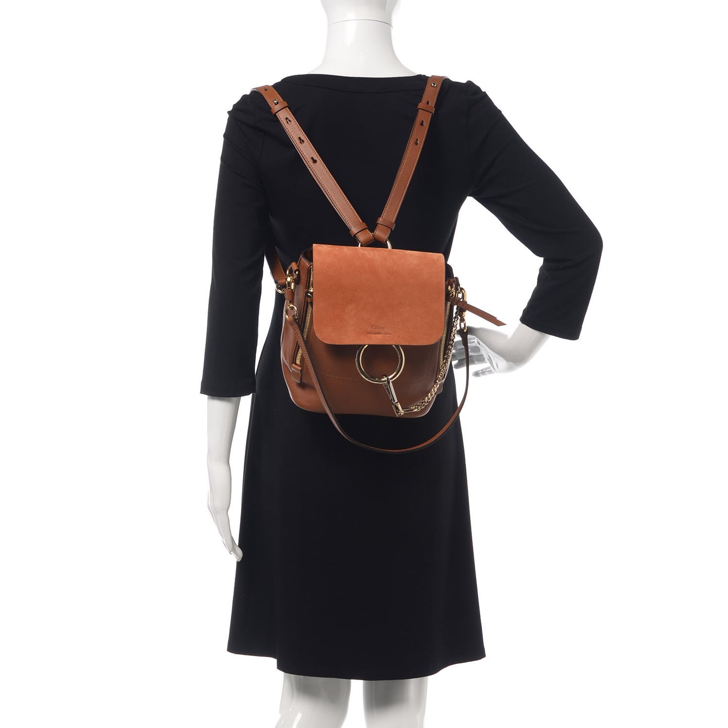 Suede Calfskin Small Faye Backpack Tan