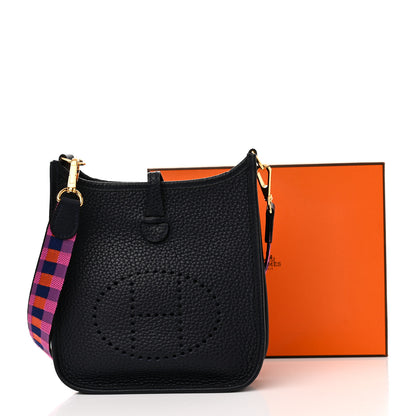 Hermes Taurillon Clemence Amazone Maxi Quadrille Evelyne TPM Bleu Nuit Bleu Saphir Anemone Capucine 10 of 10