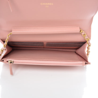 Chanel Caviar Quilted Boy Wallet On Chain WOC Light Pink 5 of 11
