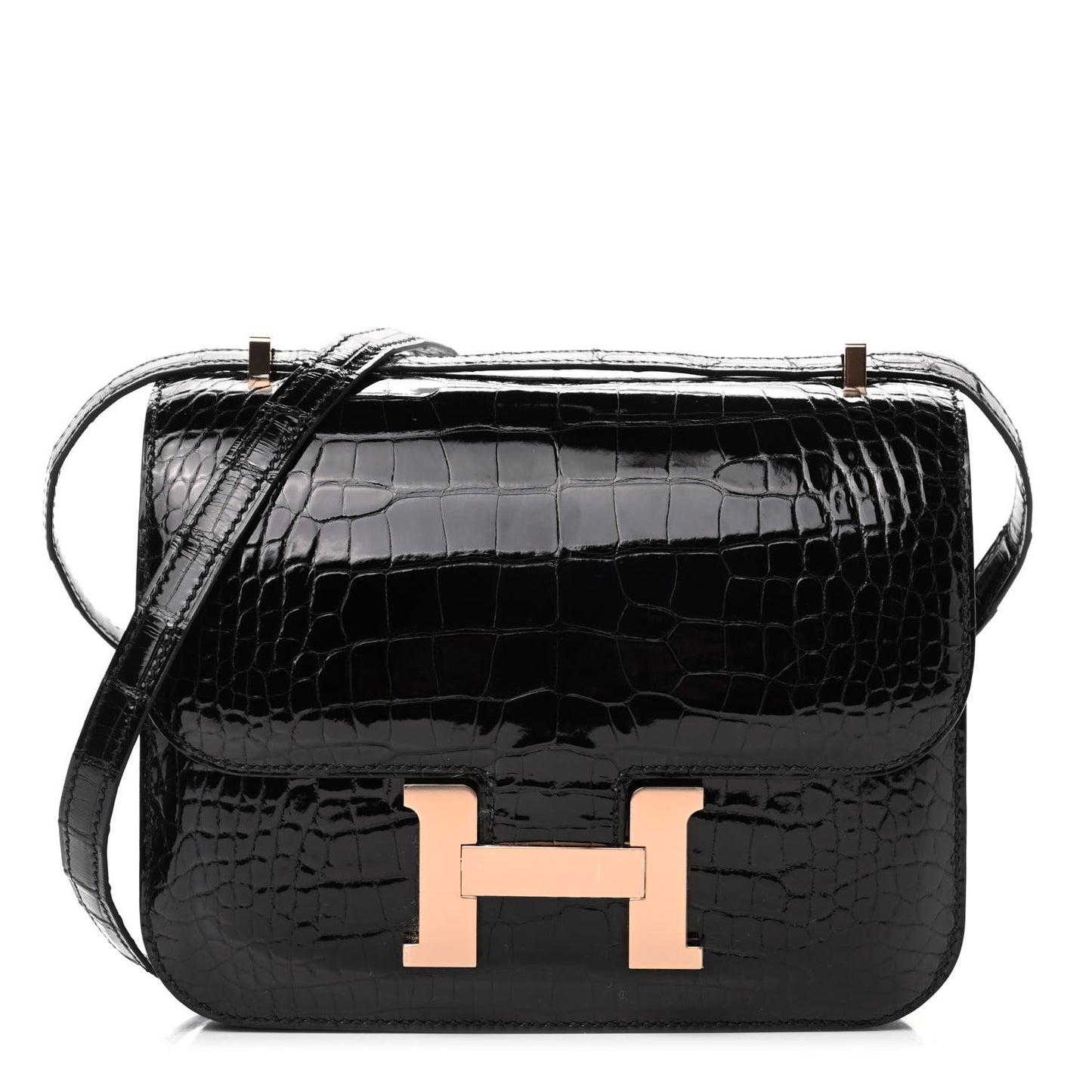 Shiny Alligator Constance 18 Black