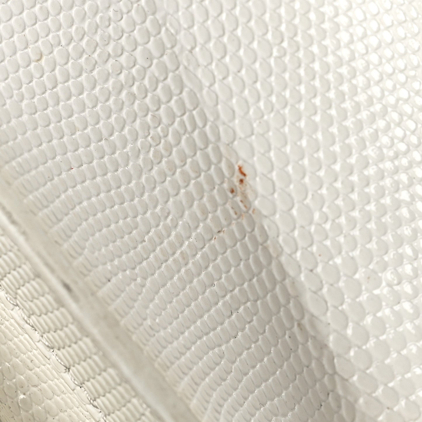 Patent Calfskin Lizard Embossed XS Sharp Top Handle Bag White
