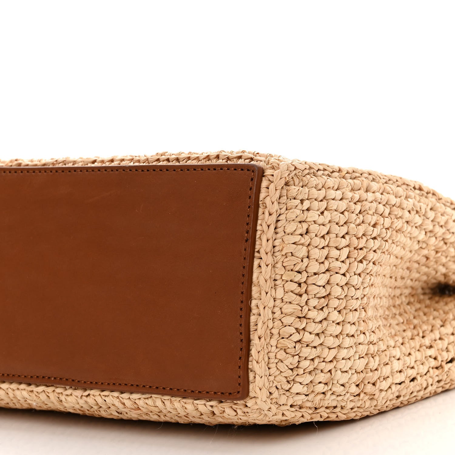 Saint Laurent Raffia Calfskin Panier Rectangle Tote Naturel Brick 9 of 11