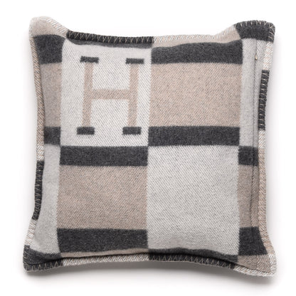 Hermes Wool Cashmere Avalon Bayadere Pillow PM Galet Ecru 1 of 4