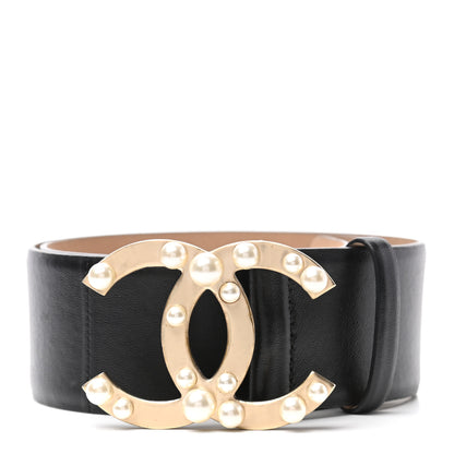 Chanel Lambskin Pearl CC Belt 75 Black 1 of 3
