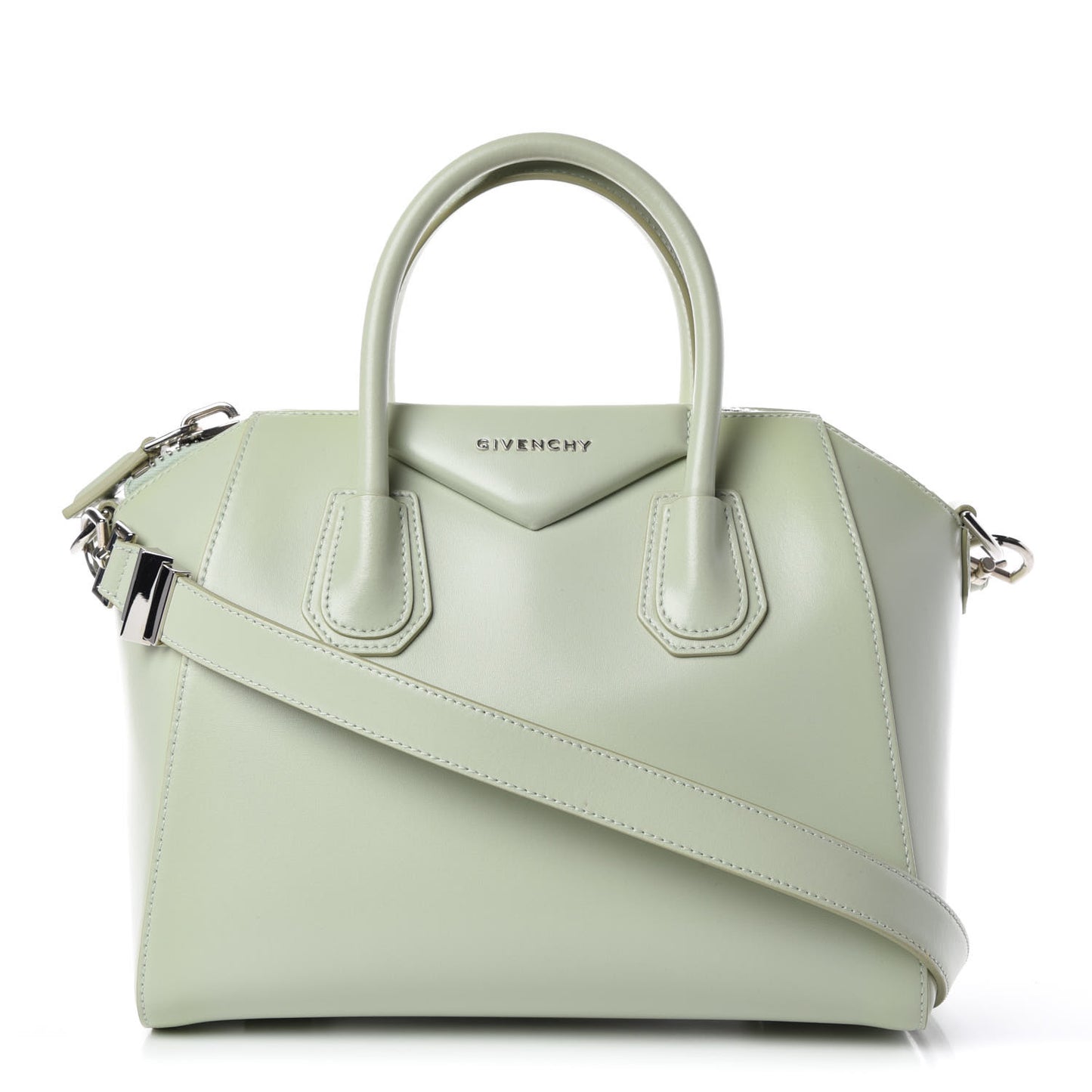 Shiny Lord Calfskin Small Antigona Aqua Green