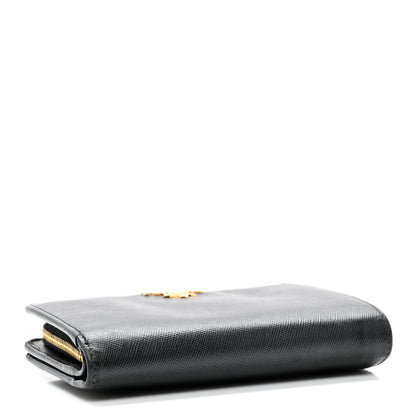 Prada Saffiano Metal Compact Wallet Black 4 of 8