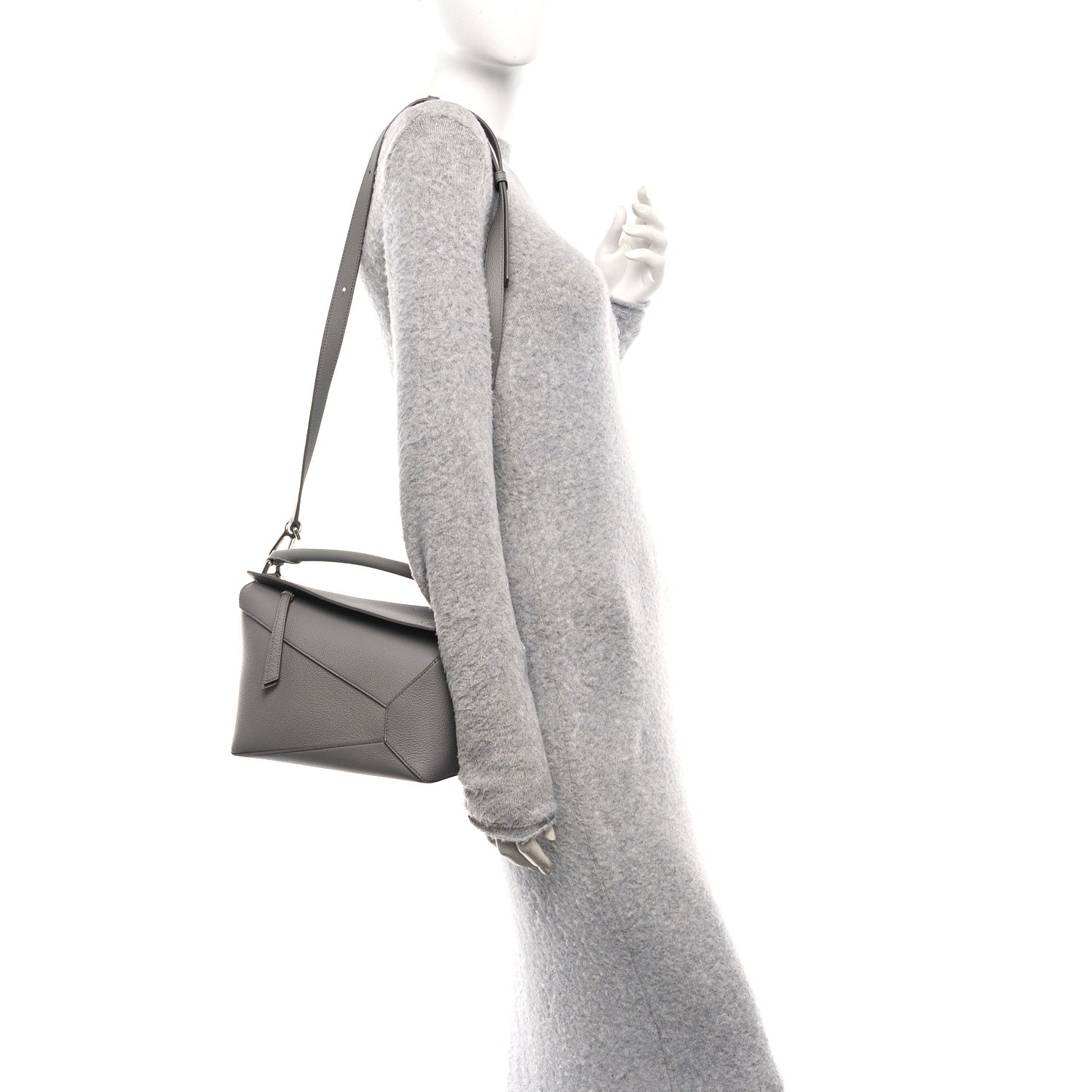 Loewe Soft Grained Calfskin Small Puzzle Edge Bag Pearl Grey