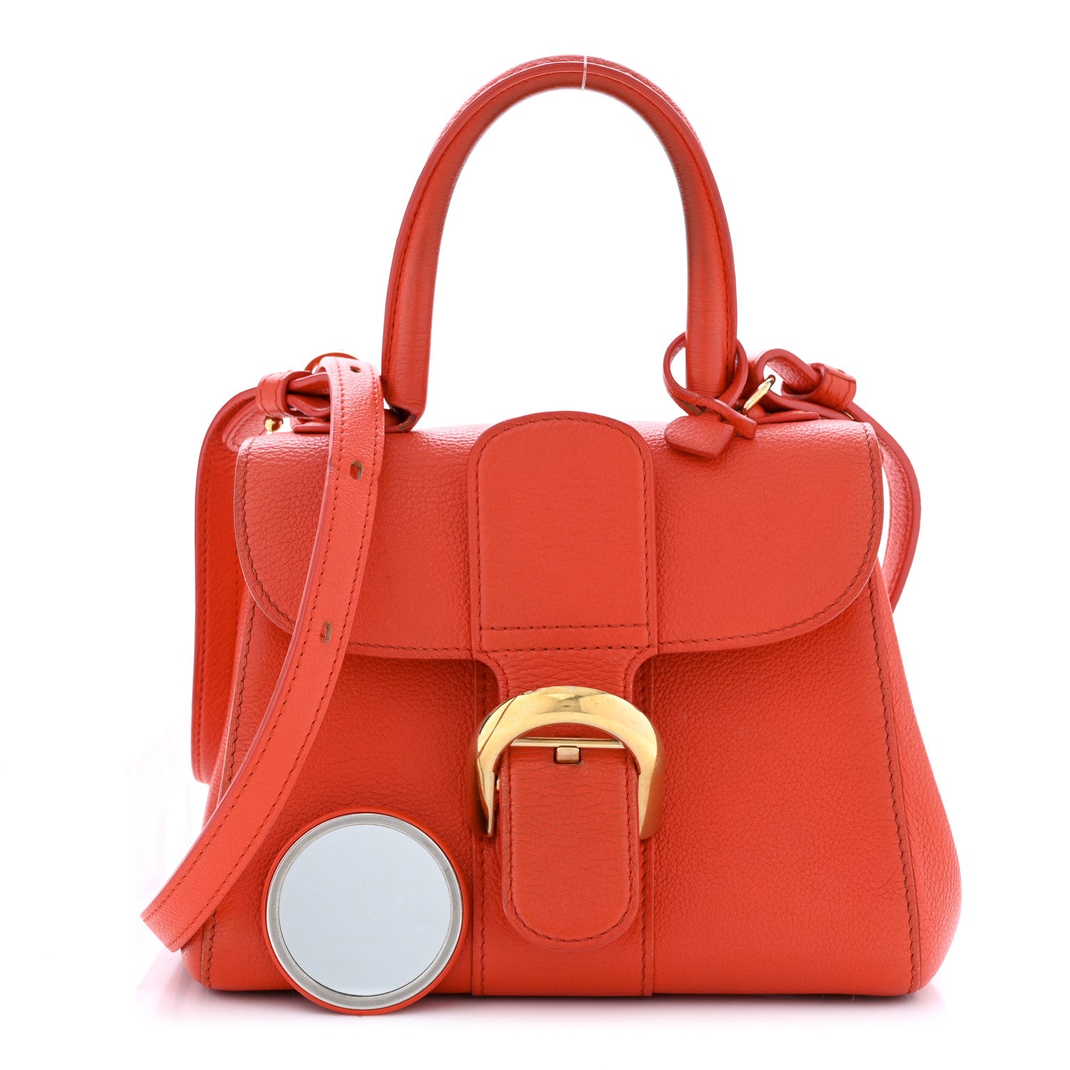 Delvaux Grained Calfskin Mini Brillant Satchel Red 1 of 12