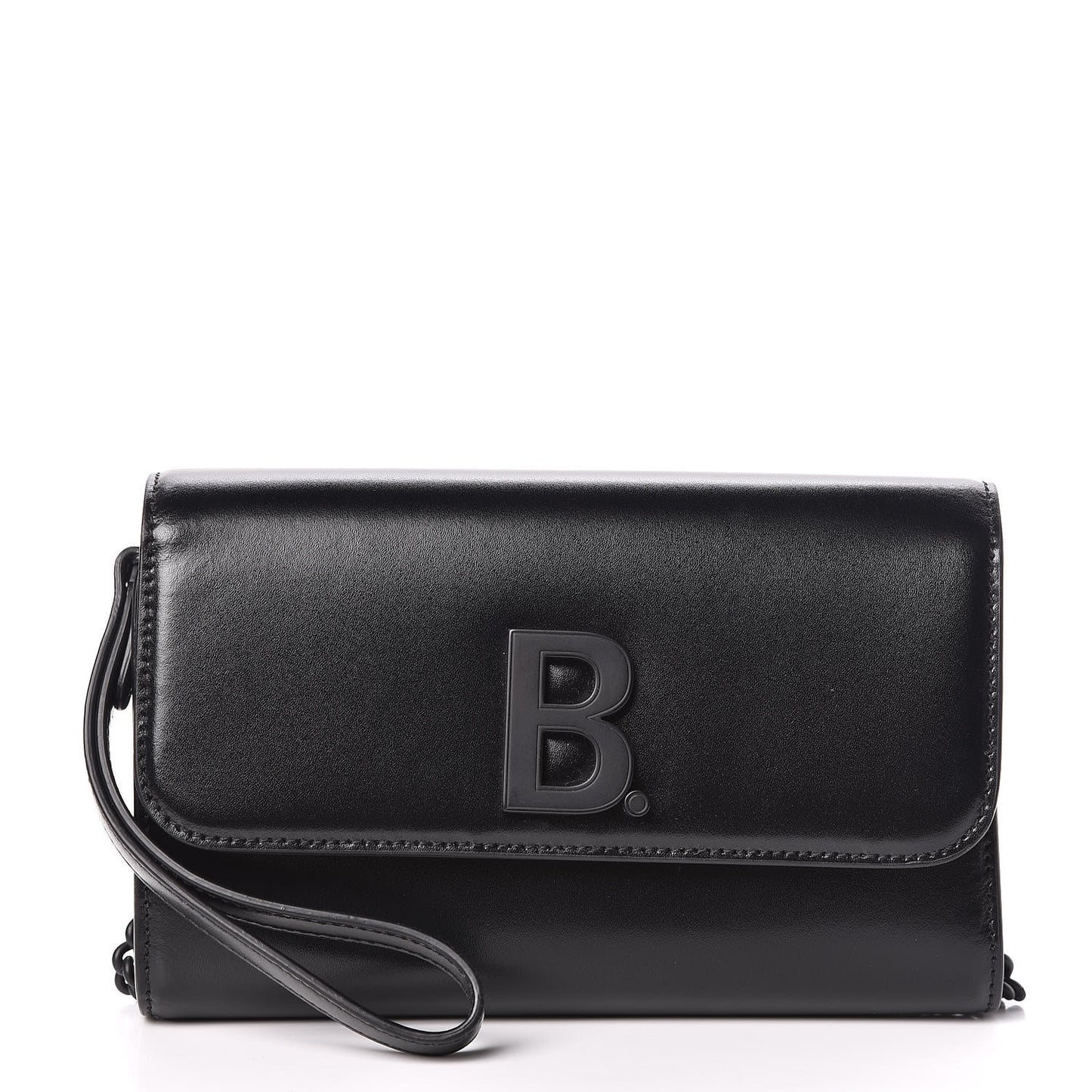 Smooth Calfskin B Wallet on Chain Black
