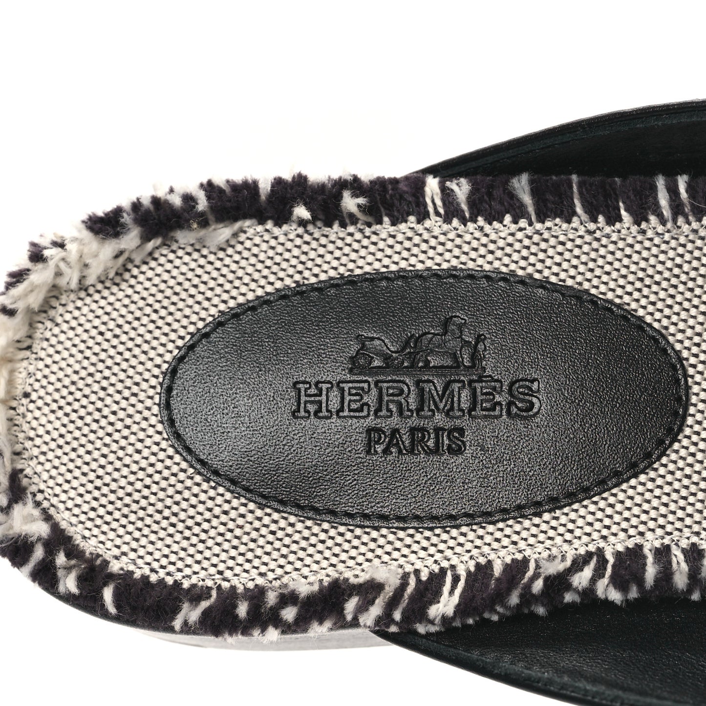 Toile Calfskin Fringe Womens Oz Mules 36.5 Black Prunoir