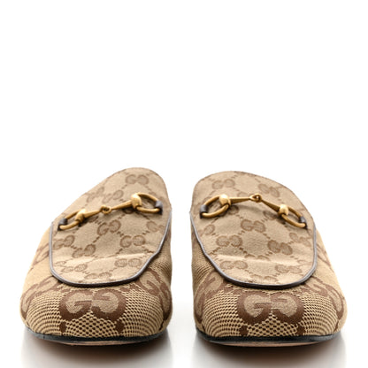 Gucci Monogram Jumbo GG Malaga Kid Womens Princetown Slippers 39.5 Camel Ebony New Acero Beige 2 of 8
