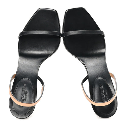 Saint Laurent Calfskin Cassandra 85 Sandals 37 Black Gold Brown 2 of 9