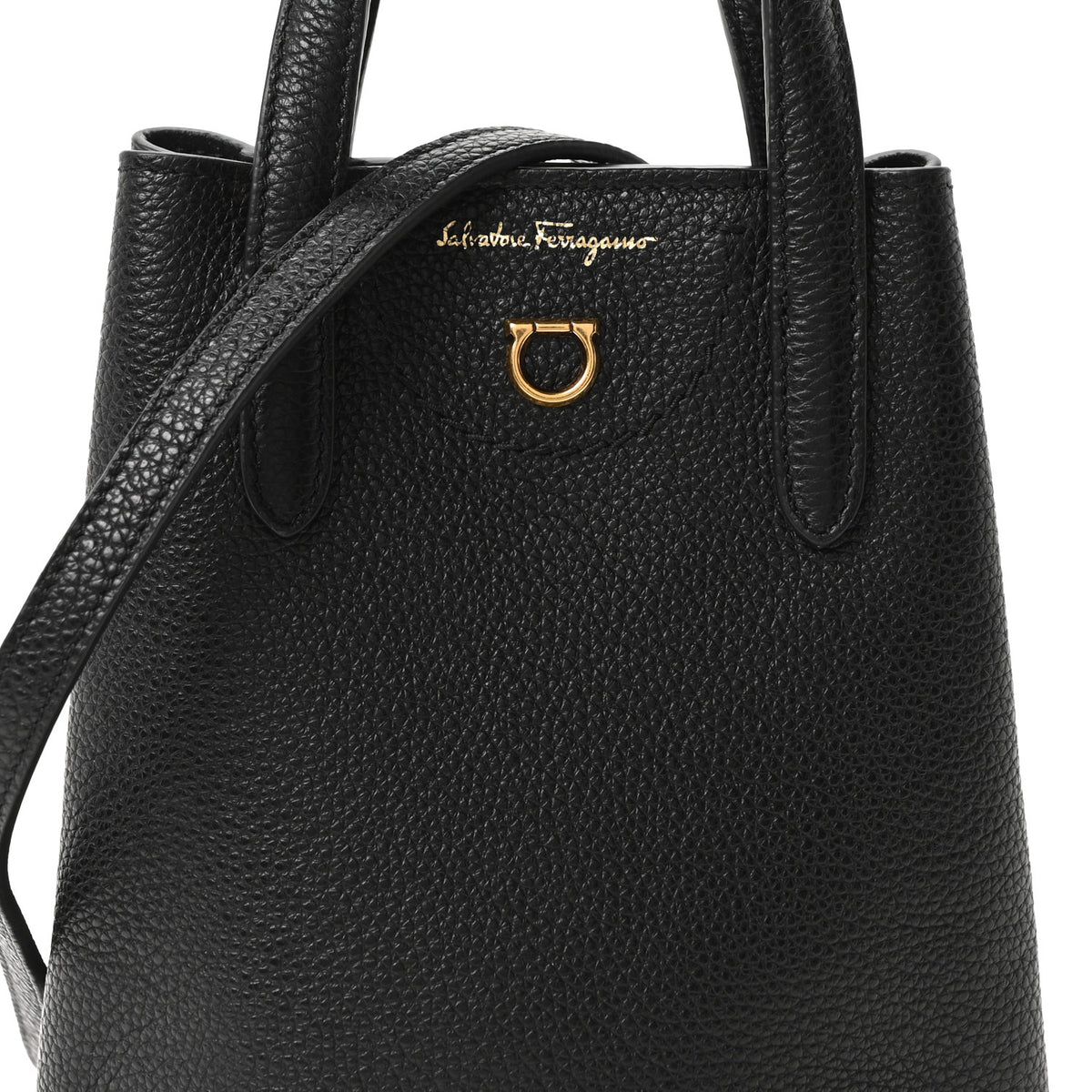 Salvatore Ferragamo Tumbled Calfskin Gancini Mini Bag Black 7 of 9