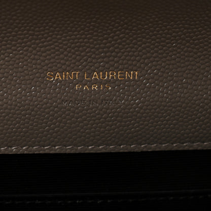 Saint Laurent Grain De Poudre Matelasse Chevron Monogram Envelope Clutch Earth 6 of 8