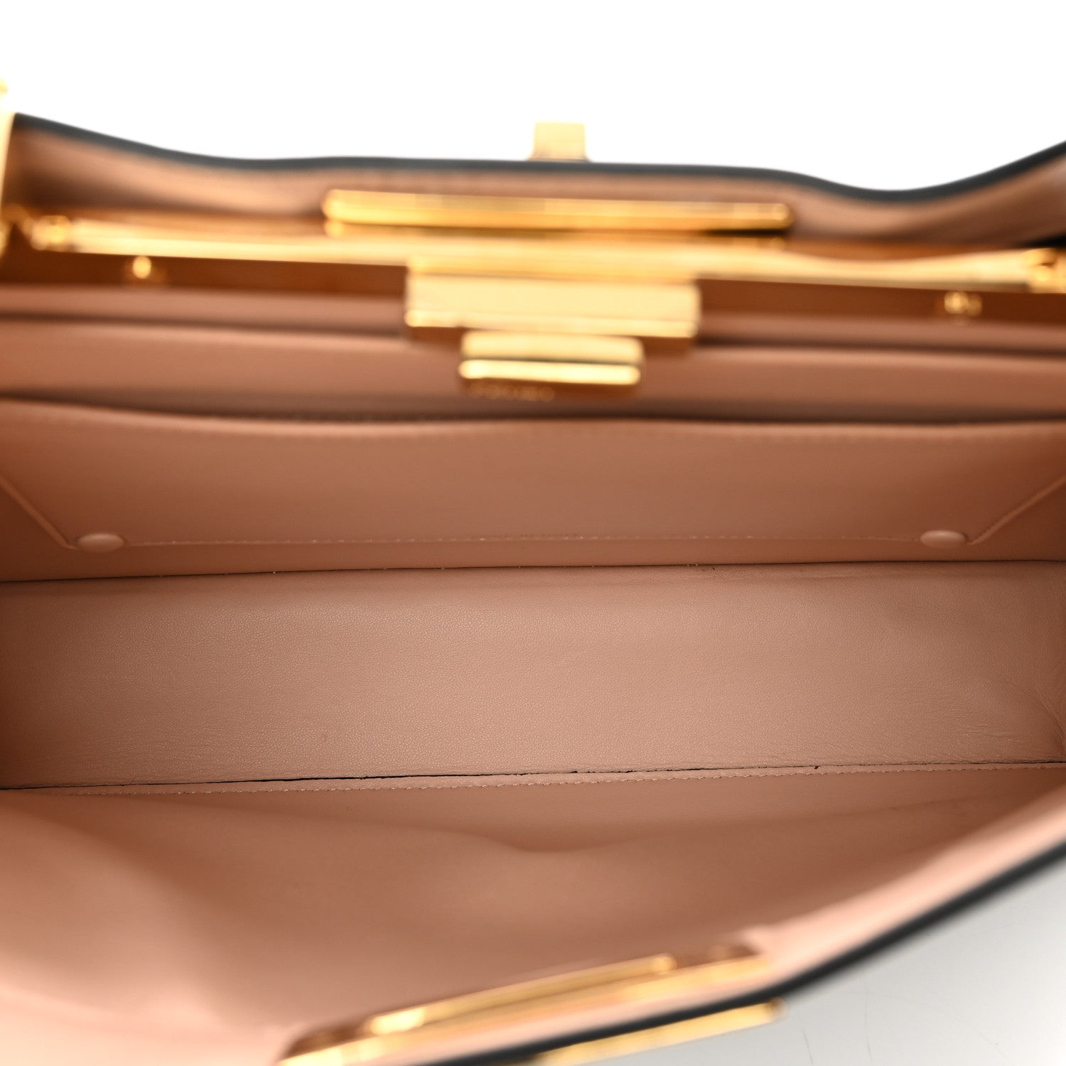 Fendi Vitello Seta Shiny Nappa Medium Peekaboo I SEE U Satchel Black Light Rose 6 of 9