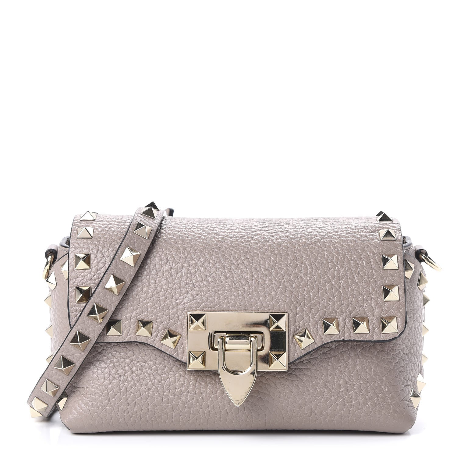 Valentino Garavani Pebbled Calfskin Mini Rockstud Crossbody Bag Poudre 1 of 9