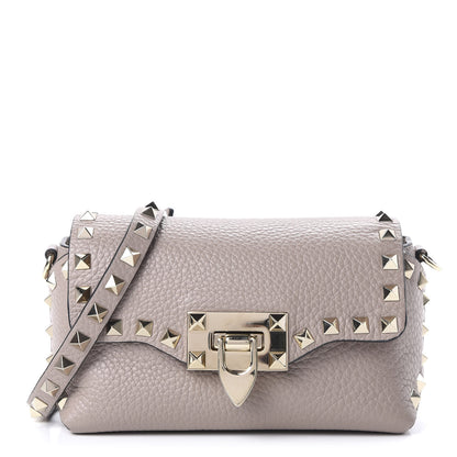 Valentino Garavani Pebbled Calfskin Mini Rockstud Crossbody Bag Poudre 1 of 9
