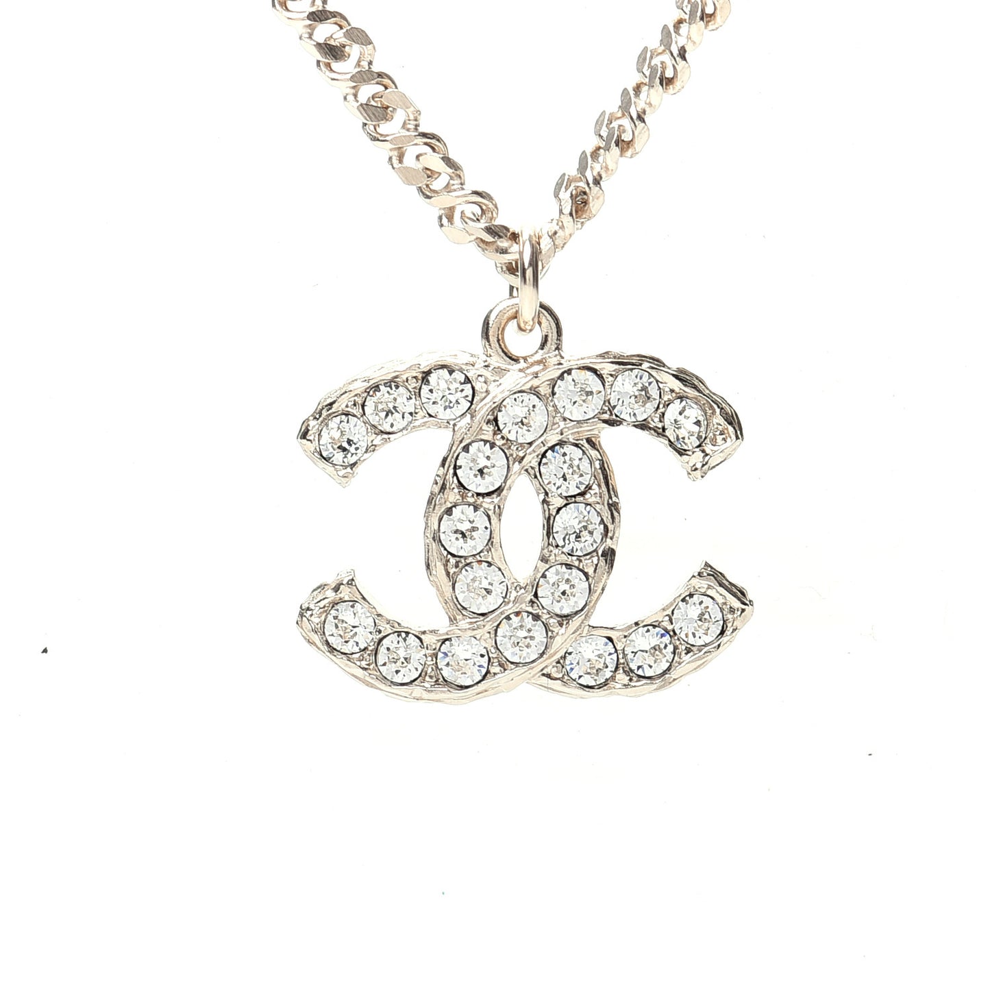 Pearl Crystal CC Pendant Necklace Gold