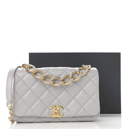 Chanel Lambskin Quilted Medium Color Match Flap Grey 10 of 10