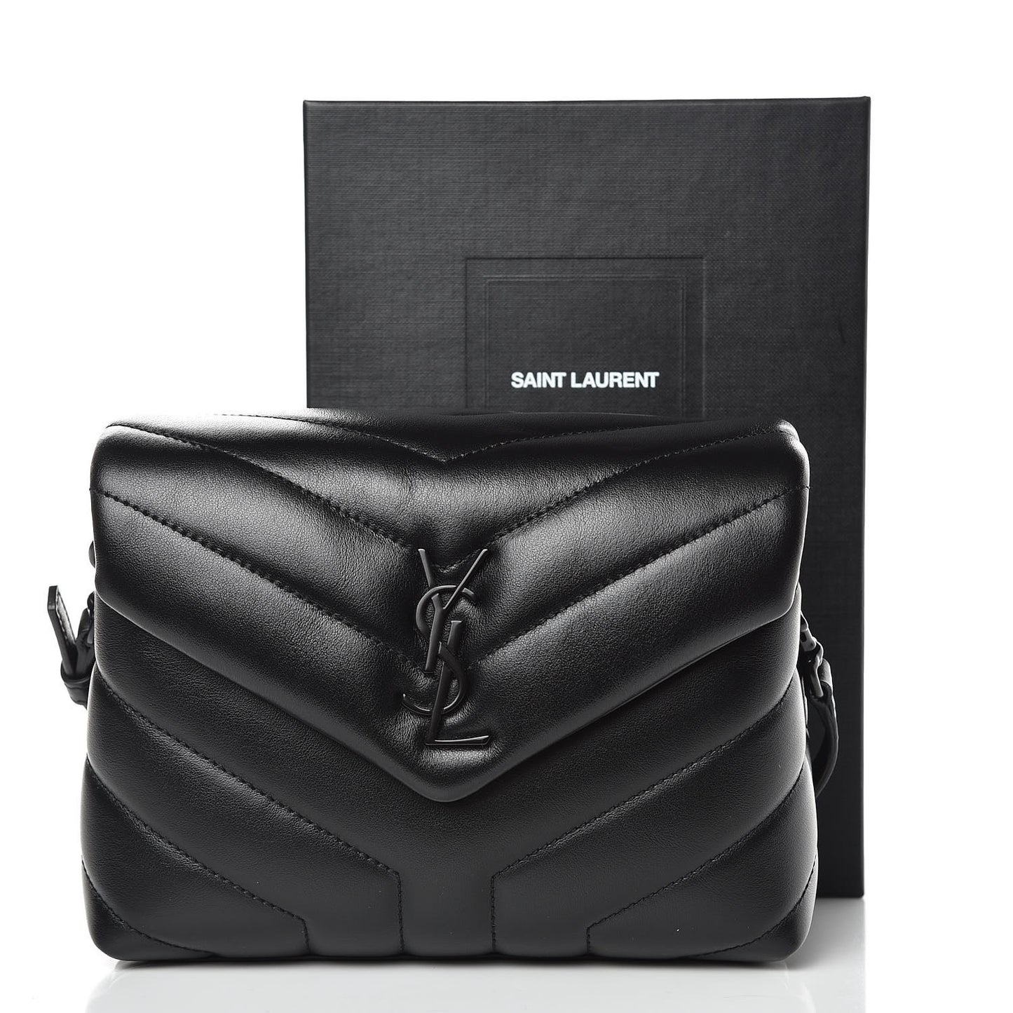 Calfskin Y Quilted Monogram Toy Loulou Crossbody Bag Black