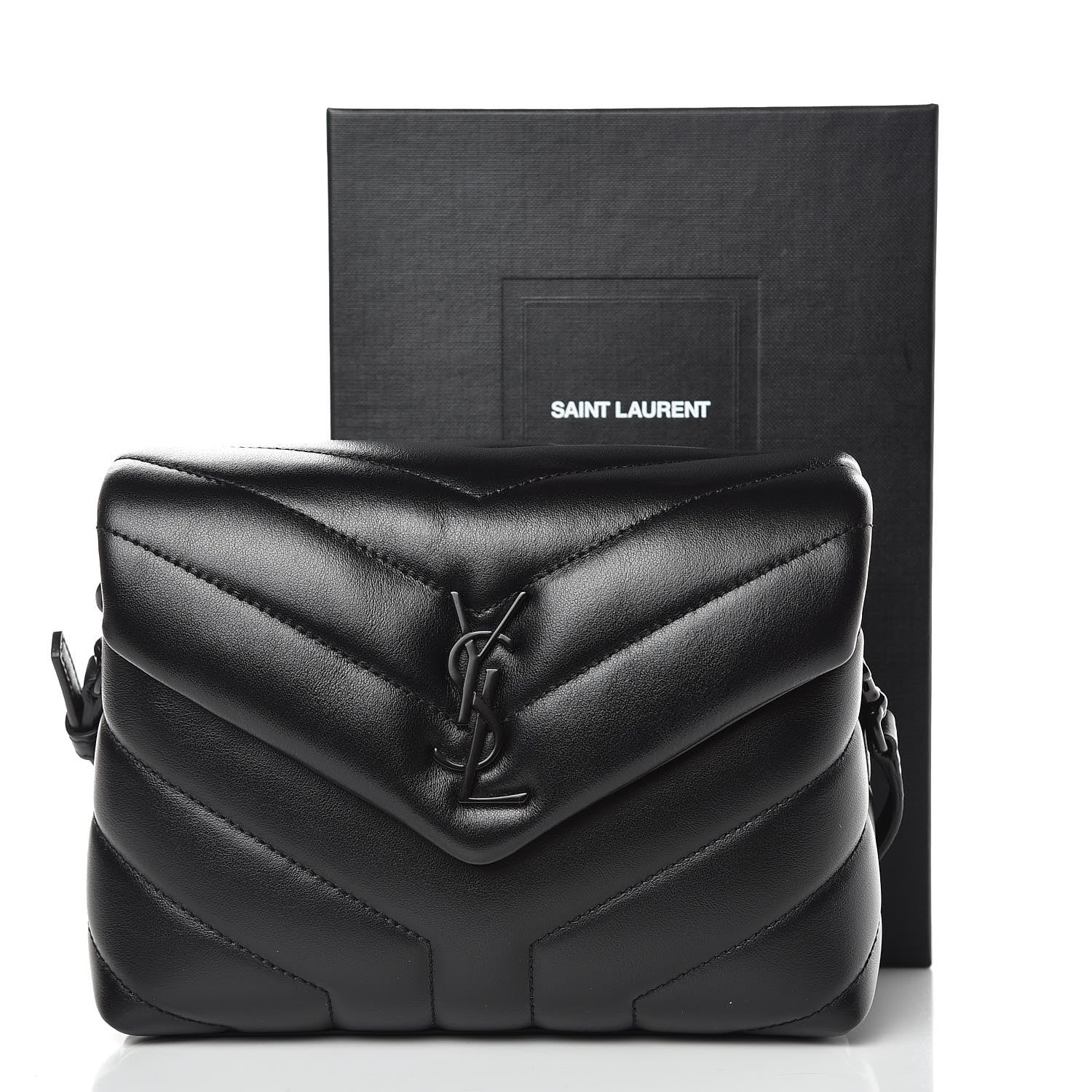 Saint Laurent Calfskin Y Quilted Monogram Toy Loulou Crossbody Bag Black 10 of 10