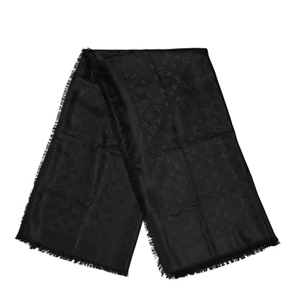 Louis Vuitton Silk Wool Monogram Shawl Black 2 of 4