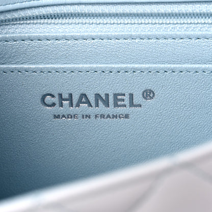 Chanel Perforated Lambskin Quilted Mini Rectangular Flap Light Blue Light Purple White 6 of 9