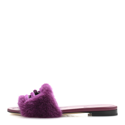 Fendi Mink FF Baguette Slide Sandals 37 Purple 1 of 8