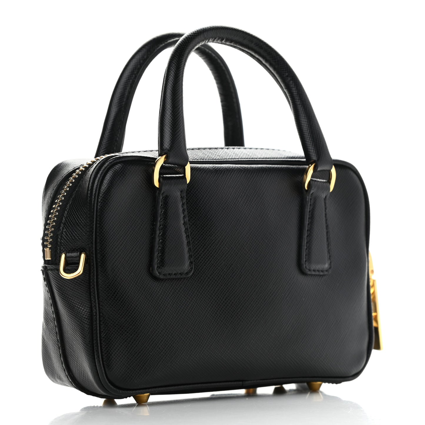 Saffiano Lux Mini Top Handle Crossbody Bag Black