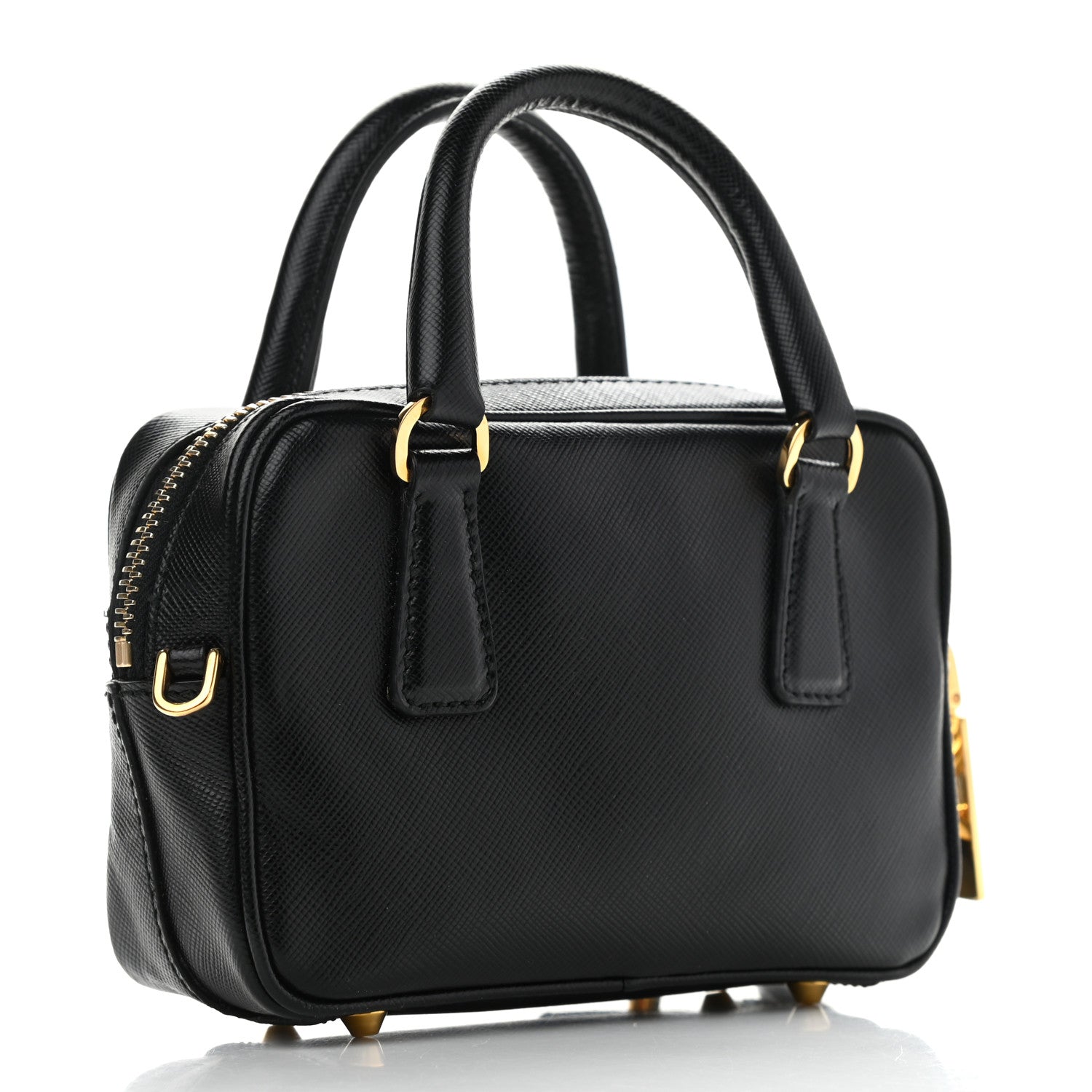Prada Saffiano Lux Mini Top Handle Crossbody Bag Black 3 of 12