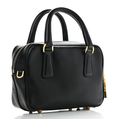 Prada Saffiano Lux Mini Top Handle Crossbody Bag Black 3 of 12
