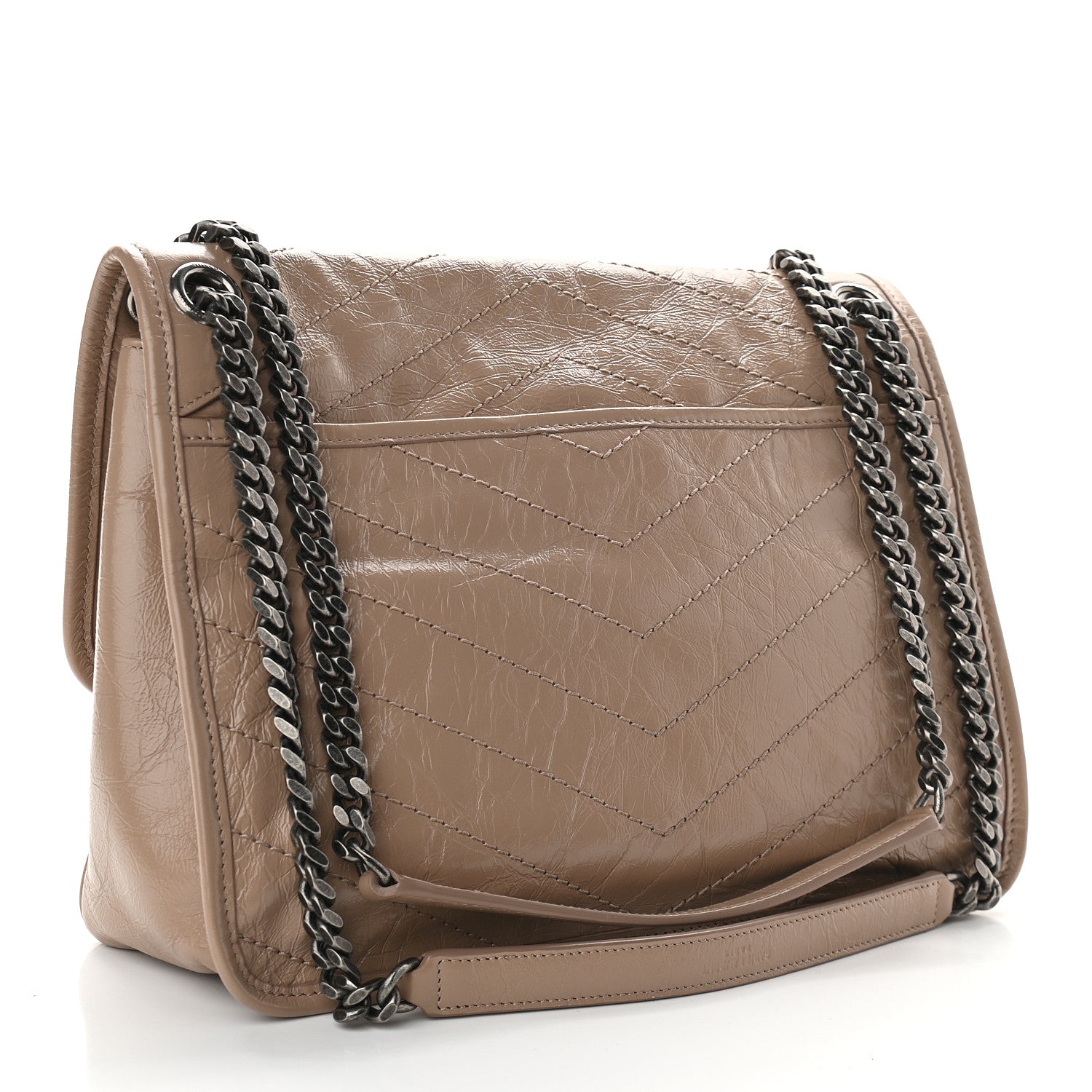 Saint Laurent Crinkled Calfskin Matelasse Monogram Medium Niki Chain Satchel Natural Tan 3 of 9