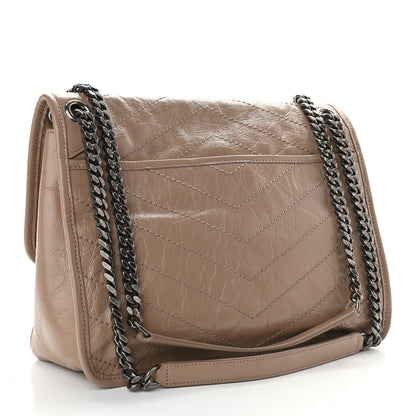 Saint Laurent Crinkled Calfskin Matelasse Monogram Medium Niki Chain Satchel Natural Tan 3 of 9