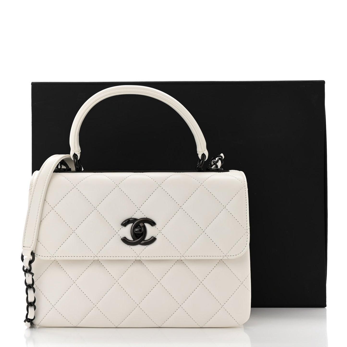 Lambskin Quilted Small Trendy CC Dual Handle Flap Bag White
