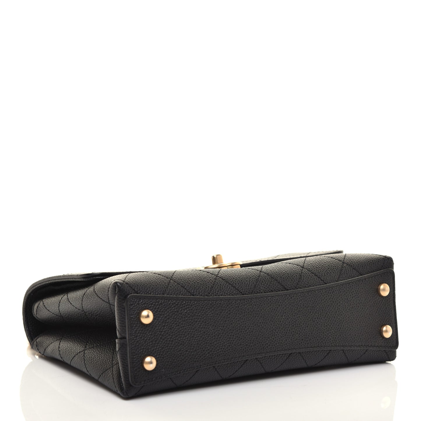 Caviar Diamond Stitched Small Top Handle Flap Black