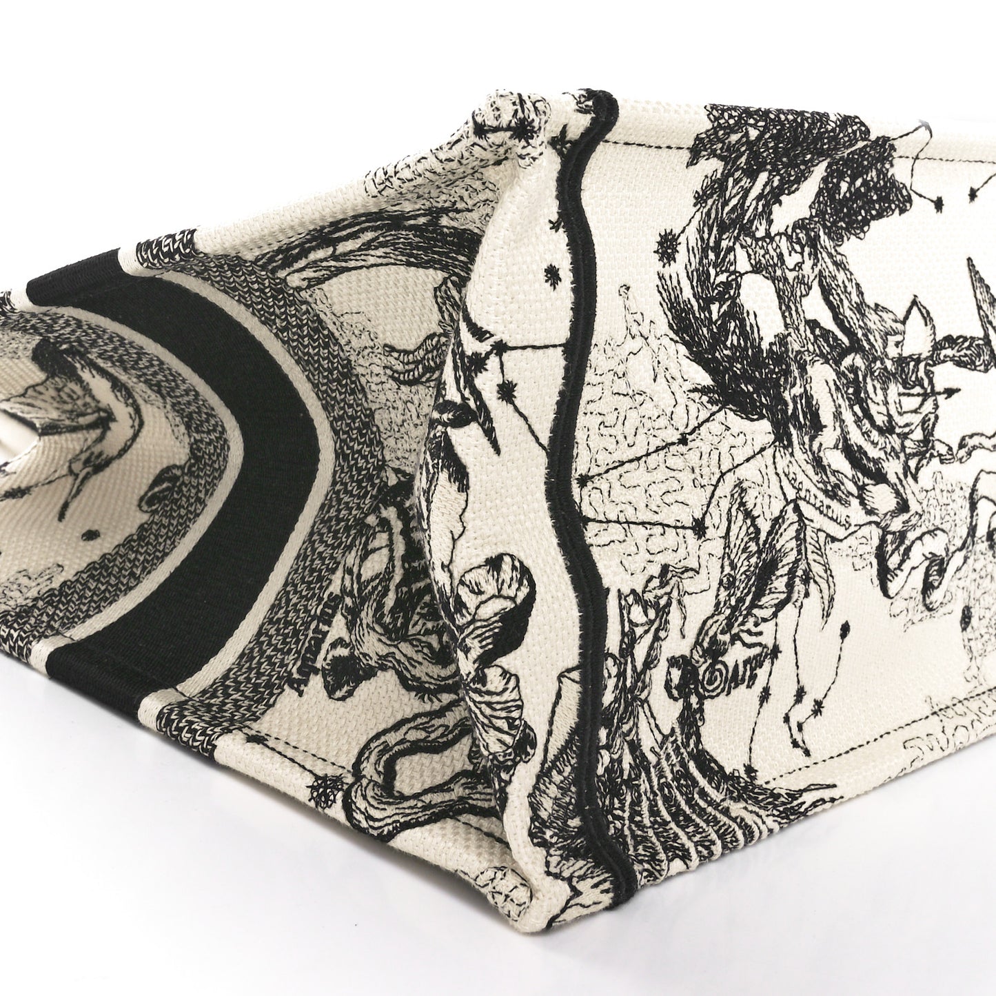 Canvas Zodiac Toile De Jouy Embroidered Medium Book Tote Latte