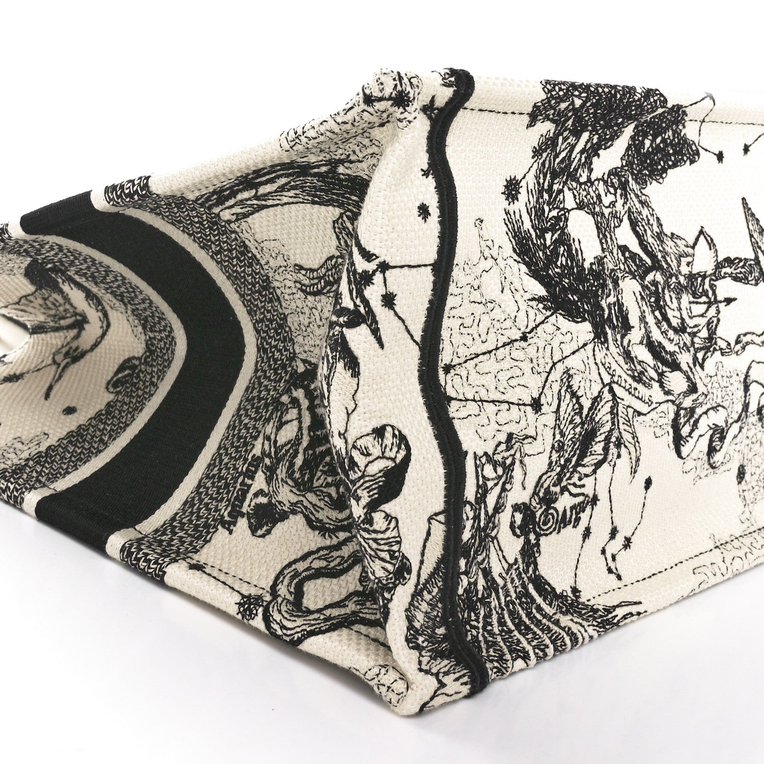 Christian Dior Canvas Zodiac Toile De Jouy Embroidered Medium Book Tote Latte 9 of 10