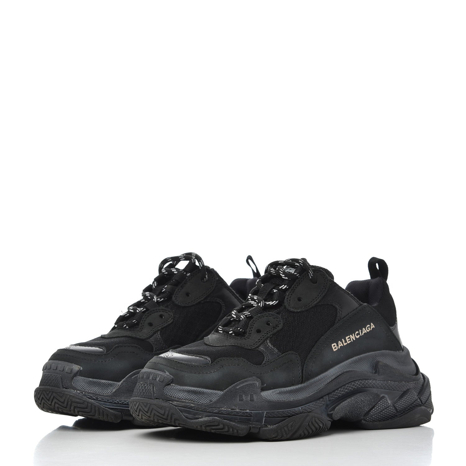Balenciaga Fabric Mesh Womens Triple S Sneakers 38 Black 3 of 19