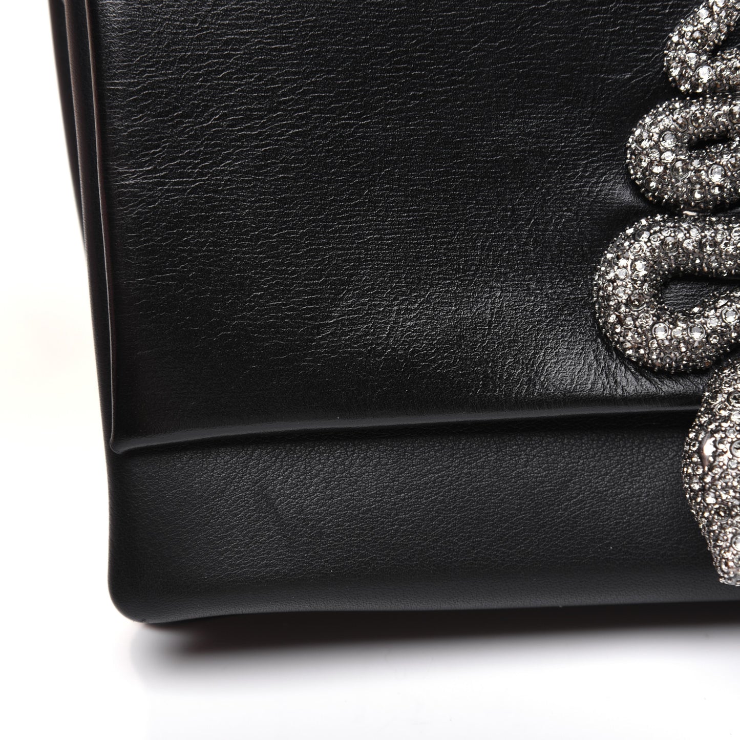 Calfskin Crystal Encrusted Snake Maison Small Crossbody Black