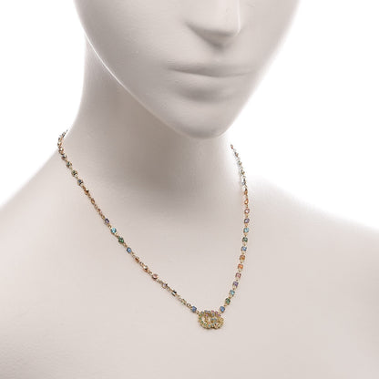 Gucci 18K Yellow Gold Multistone Double-G Pendant Necklace 2 of 8