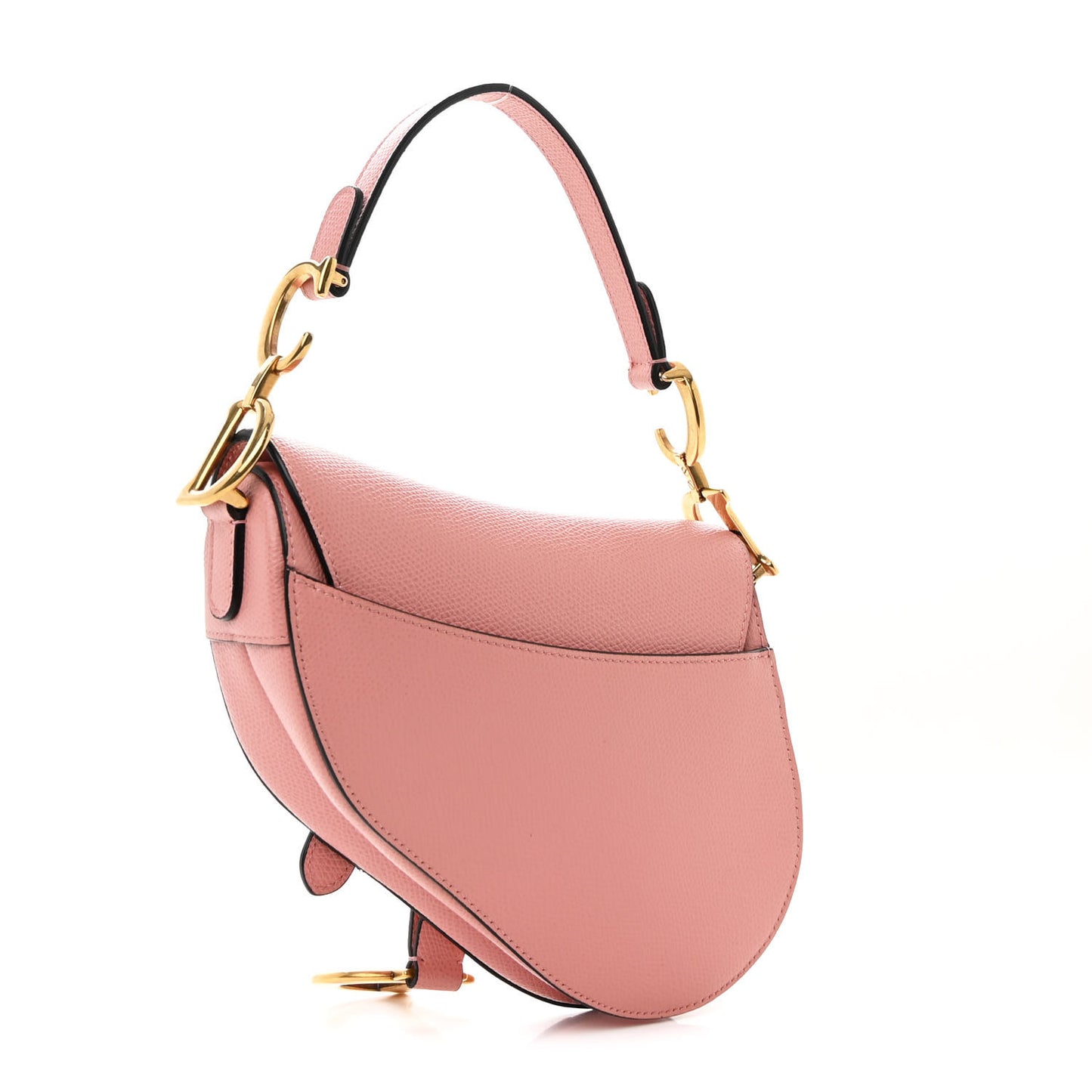 Grained Calfskin Mini Saddle Bag Pink