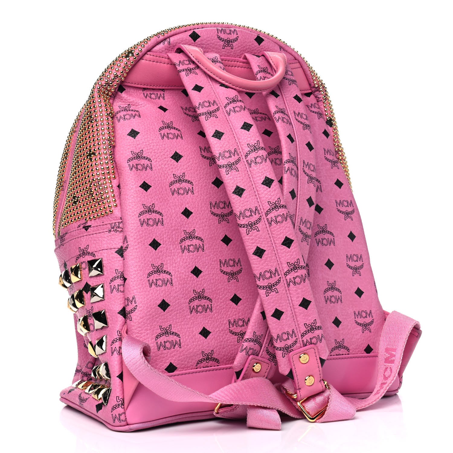 MCM Visetos Studded Medium Stark M Backpack Pink 2 of 10