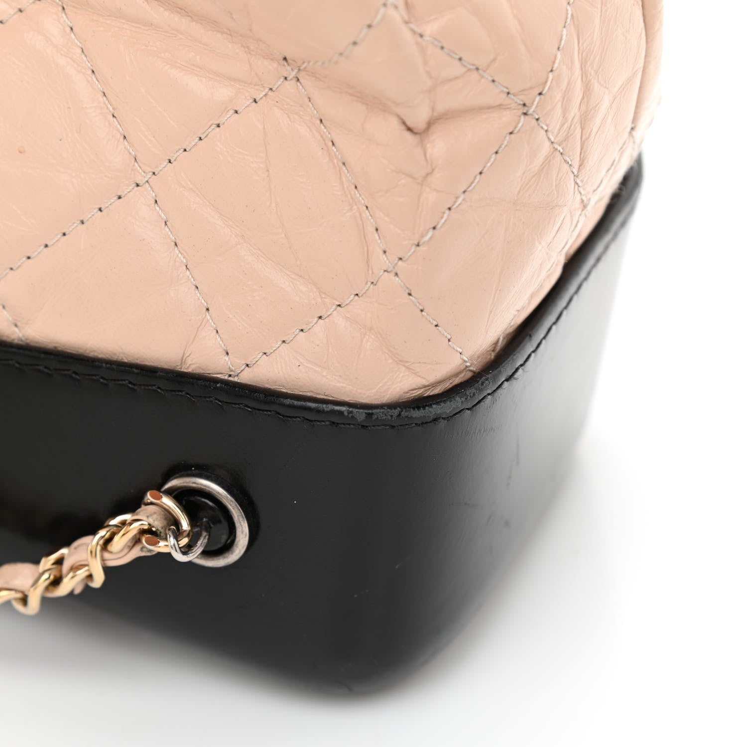 Chanel Aged Calfskin Quilted Small Gabrielle Backpack Beige Black 13 of 14