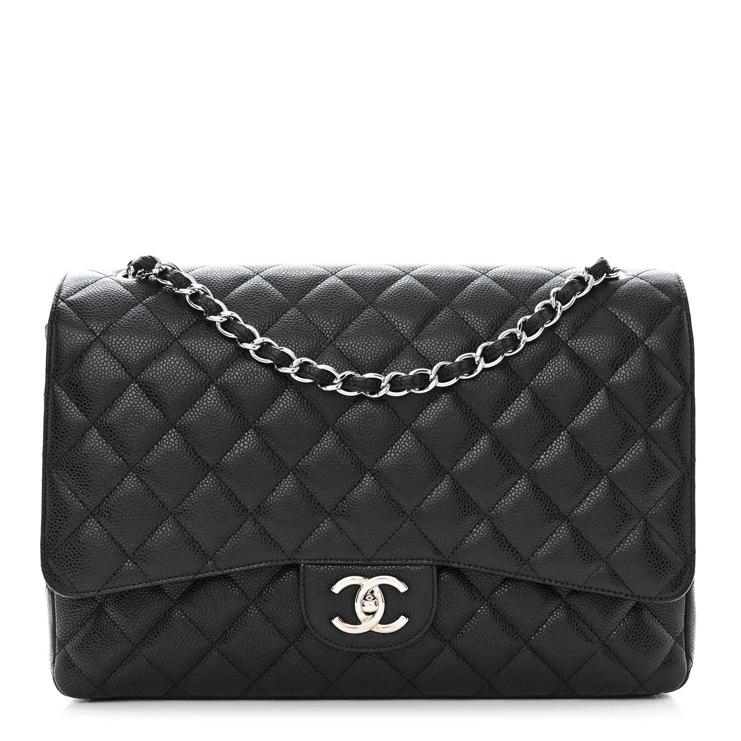 Caviar Quilted Maxi Double Flap Black