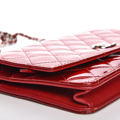 Chanel Patent Quilted Brilliant Wallet On Chain WOC Red 10 of 11