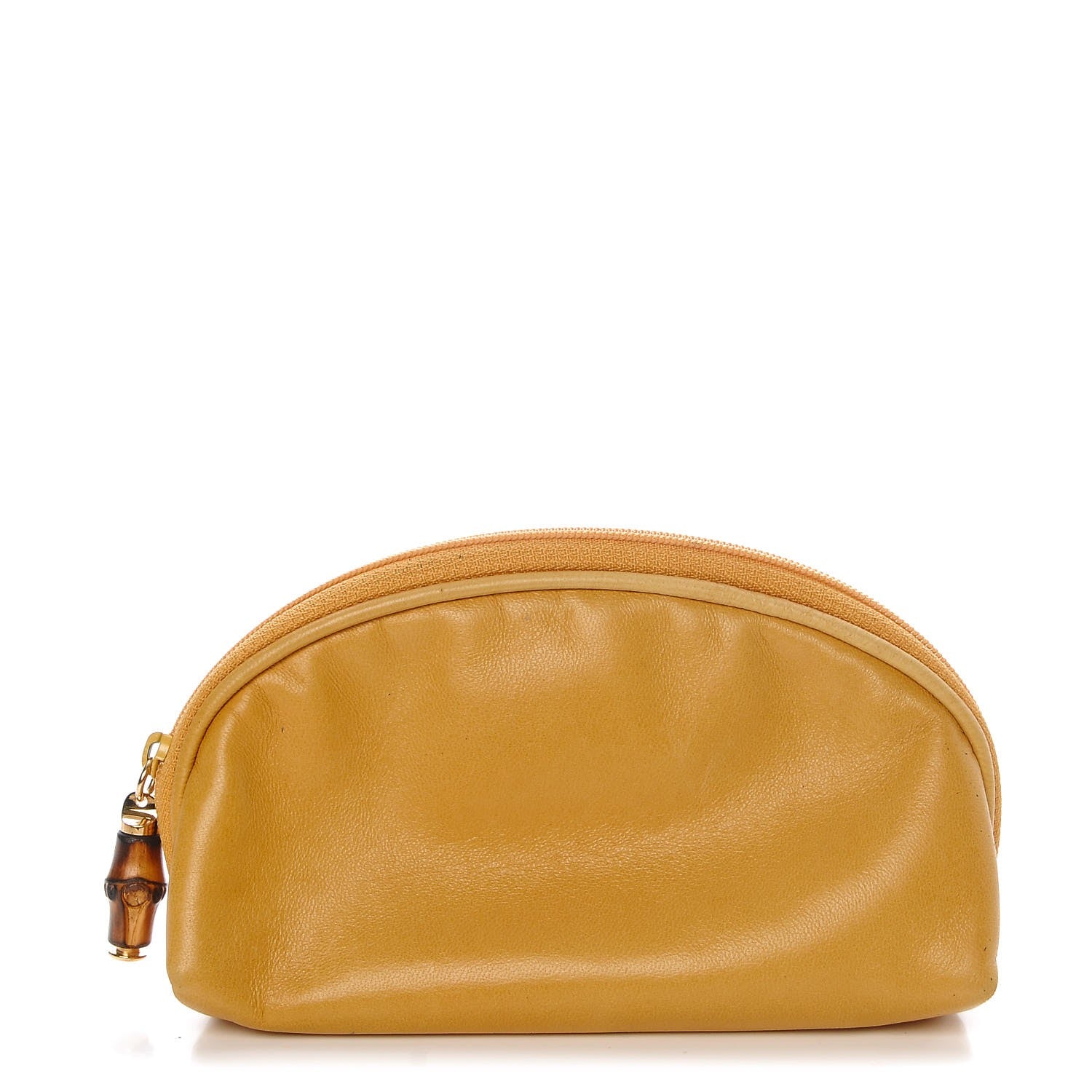 Gucci Lambskin Medium Bamboo Cosmetic Case Yellow 1 of 13