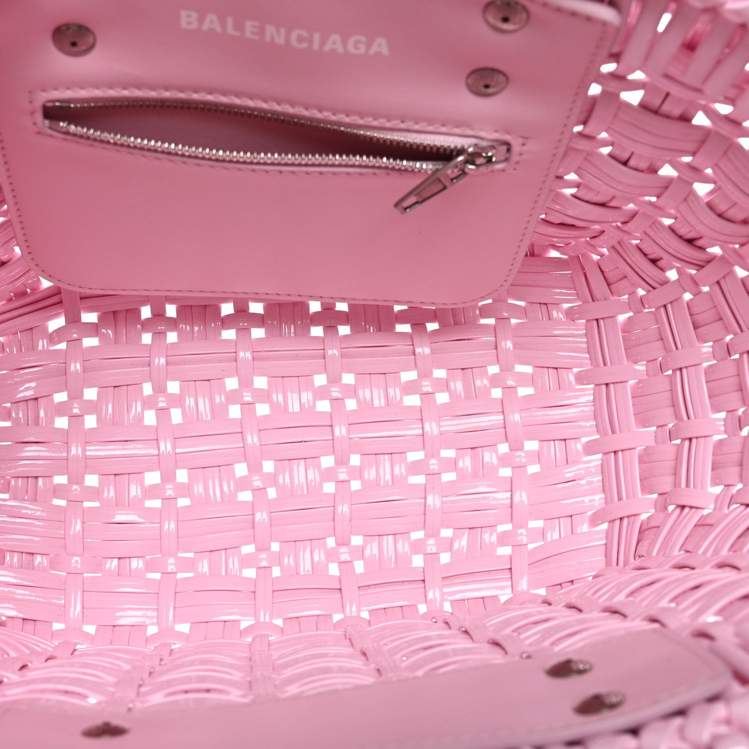 Balenciaga Faux Calfskin Braided Varnished XS Bistro Basket Candy Pink 5 of 8